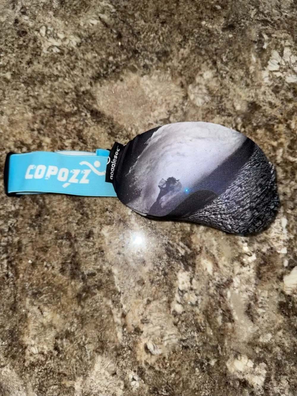Blue Mirrored Ski Goggles with Teal Strap